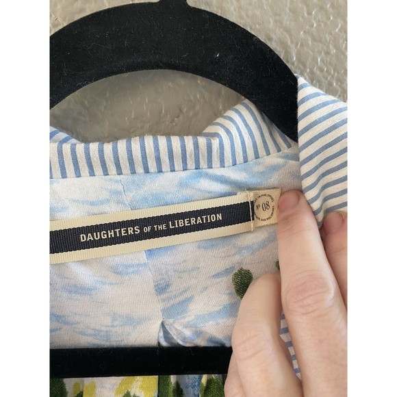 Daughters of the Liberation anthro striped Jacket Seersucker Crop buttons blue - Picture 8 of 11
